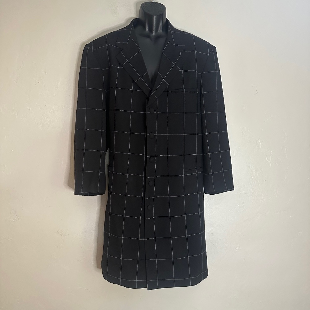 Alberto Celini Plaid Trench Coat 48L Gently worn 100% polyester 5 button